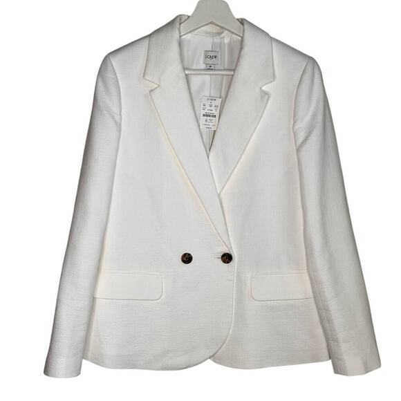J. Crew Cotton/Linen Blend Double Breasted Textured Blazer White Women's Size 8 - Picture 3 of 10